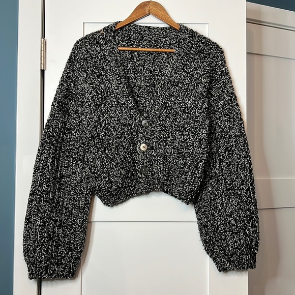 Sweaters - Handmade oversize cropped crochet cardigan
